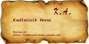 Kadlecsik Anna névjegykártya